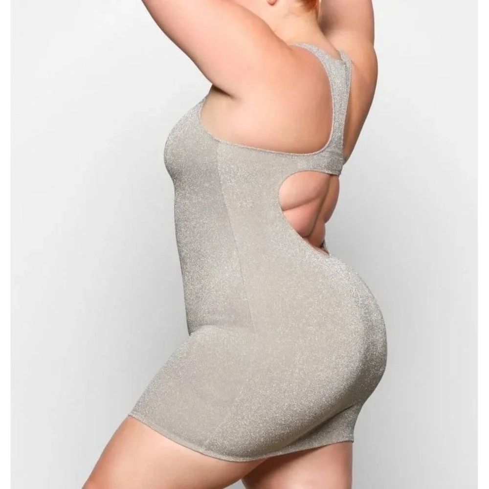 Skims  Glitter‎ Swim Metallic Dress SW-DRS-0111 Nickel 4X